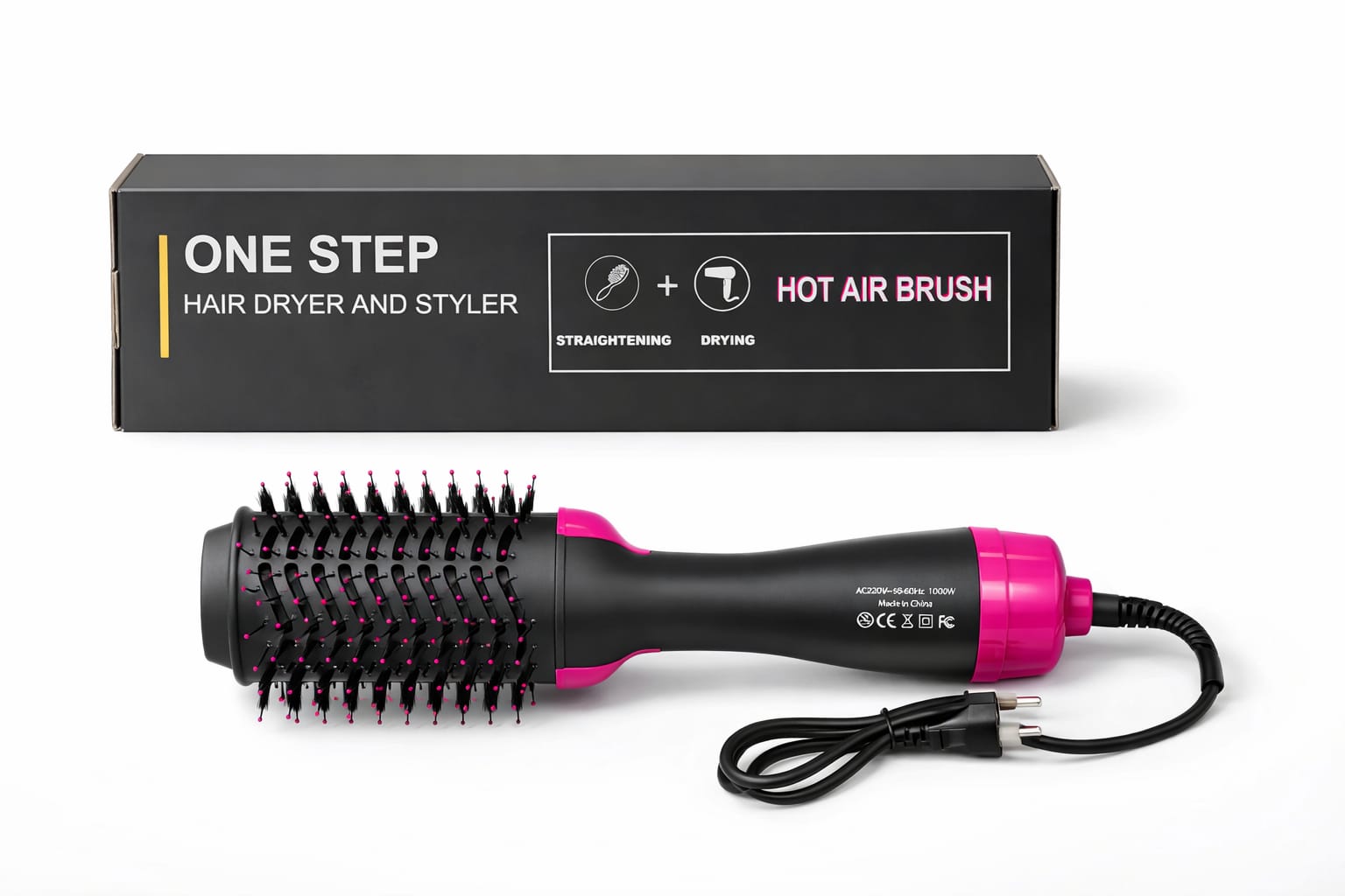 One-Step Heißluftbürste Föhn & Styler (Schwarz/Pink)